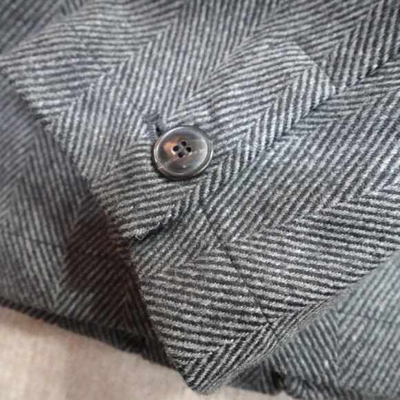 Miles Leon Mens Jacket Large Gray Herringbone Unlined Unstructured Made in Italy - Picture 11 of 11